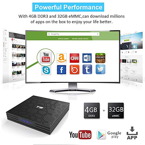 Android TV Box 9.0,EASYTONE T9 Android TV Box 4GB RAM 32GB ROM Quad Core/ 2.4G+5G Dual WiFi/ 64 Bits/ BT4.0/ H.265/ 3D UHD 4K Internet Smart TV Box