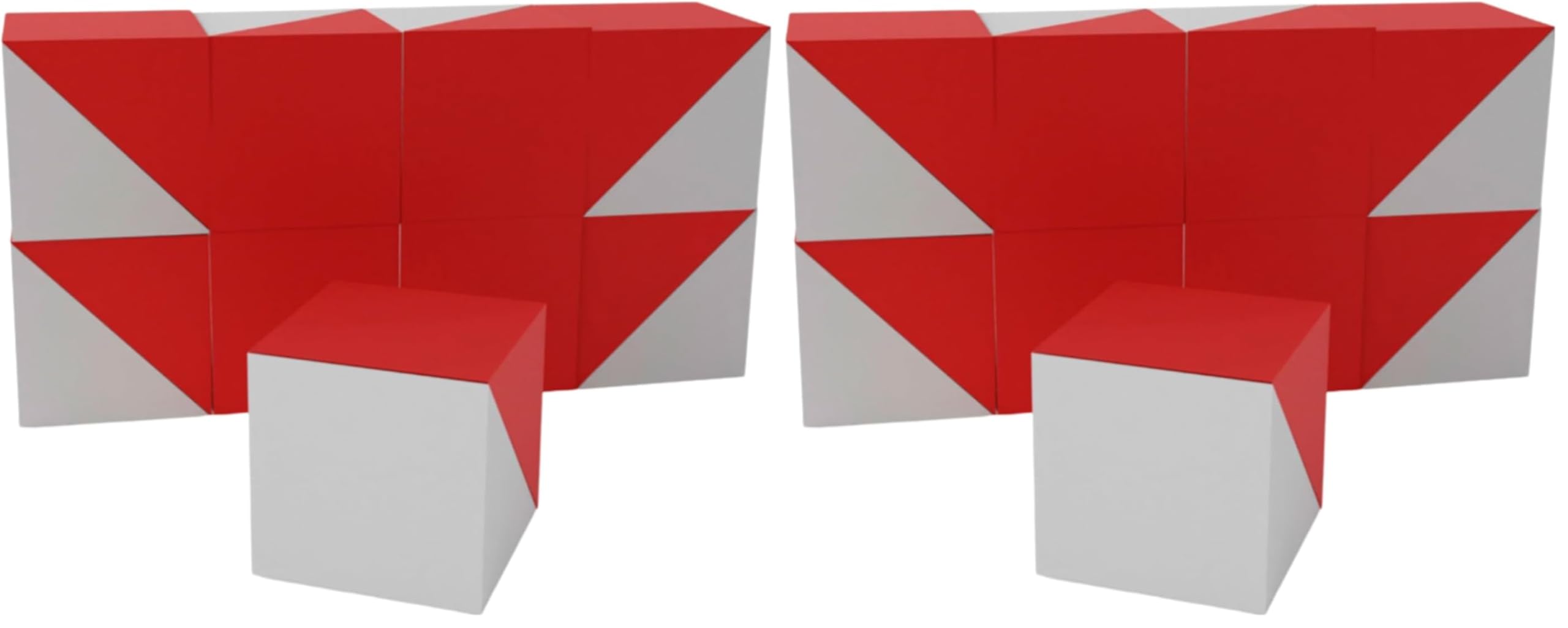 3D3 & CO - Kohs Rot-Weiß-Würfel, 2,5 cm, 9 Würfel für Test und Test wie WISC V und WAIS IV (Packung mit 2)