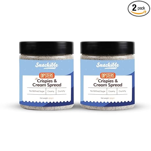 Snackible Dipsters Cookies and Cream Spread (Pack of 2) - 2x250gm | Creamy | Chunky | Top it on Fresh Fruits, Dessert, Milkshakes, Bread