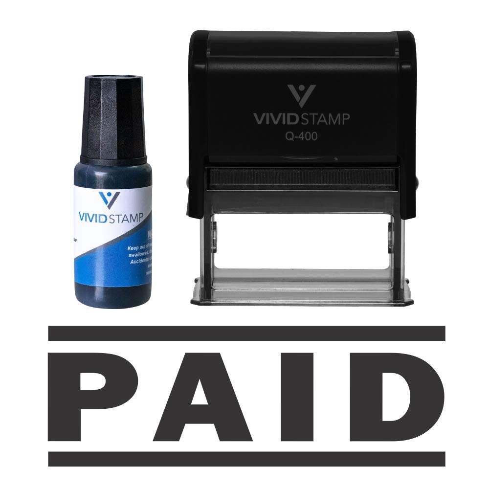 Paid Self Inking Rubber Stamp Combo with Refill (Black Ink) - X-Large