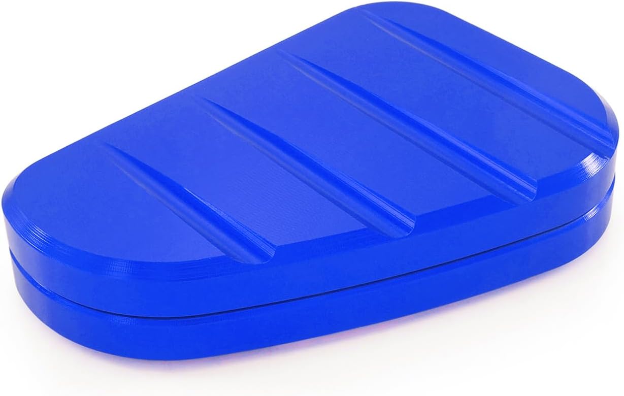 Motorcycle Kickstand Side Stand Extension Foot Plate Compatible with Wing Cross Cub 110 CC110 Jiffy Stands Enlarger Pad Support CNC Aluminum (Blue A)
