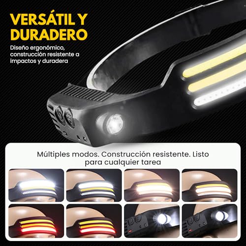 Miniatura 6 de Befit24 Linterna Frontal Led Recargable Ultraligera 98 G Cob Gran Angular 230 Xpe Spot Usb C Carga Rápida Sensor De Movimiento Sensor De Gestos Impermeable A Prueba De Golpes Linterna De Cabeza Para