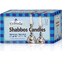 Yehuda 3 Hour White Shabbos Candles 72 Count Traditional Shabbat Dinner Table Household Candles
