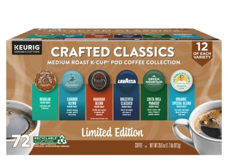 Crafted Classics Medium Roast Coffee Variety Pack, 72-count