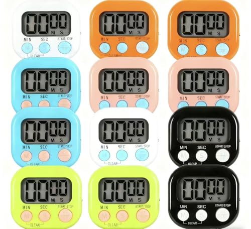 12 Pack Multi-Function Electronic Timer, Learning Management, Suitable for Kitchen, Study, Work, Exercise Training, Outdoor Activities(not Including Battery)