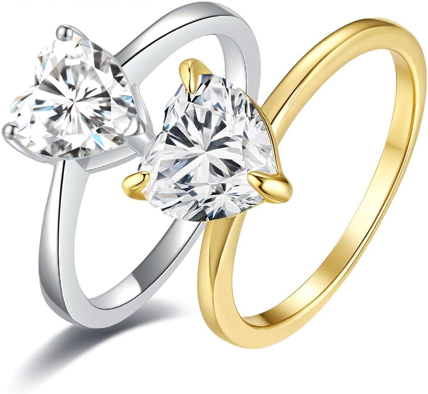 Heart Ring for Women Gift 1-2ct Moissanite Laboratory Diamonds S925 Silver Band Wedding Jewelry