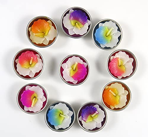 Bougies chauffe-plat et recharges pour porte-bougies comprenant 10 bougies parfumées en forme de fleurs d'orchidées