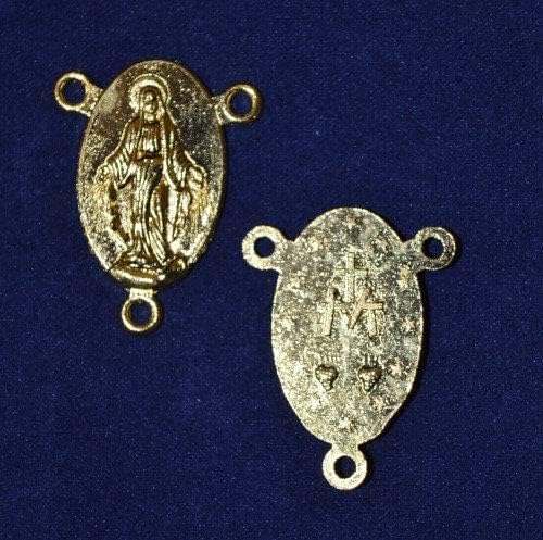 Miniatura 2 de Medalla religiosa chapada en oro del conector del rosario
