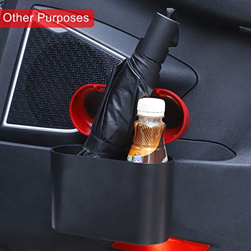 Image of Accmor Car Trash Can with Lid, 2 Packs Mini Vehicle Trash Bin Car Dustbin Garbage Organizer Holder with 2 Roll Trash Bag, Portable Hanging Leakproof Cars Storage Bag Container for Auto, SUV (Red)