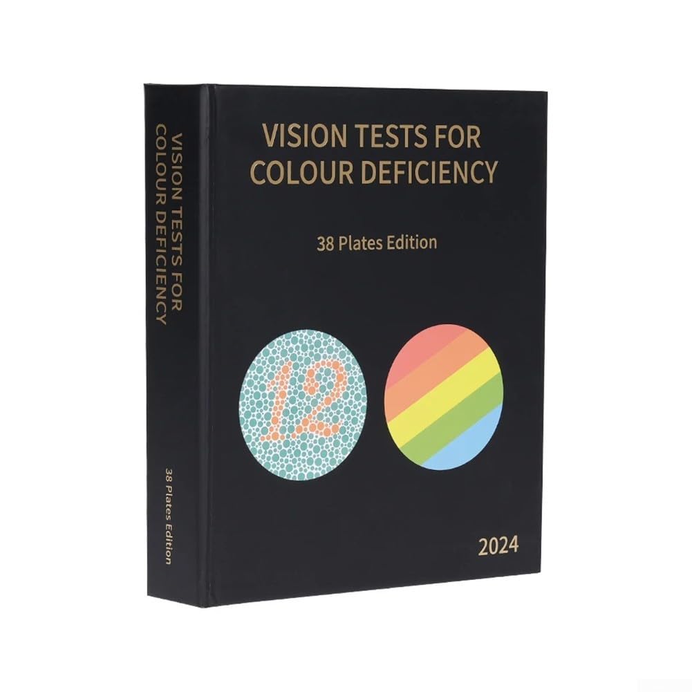 Ishihara Book 2024 – Livre de test d'optométrie de 38 pièces, livre de test de différence de couleur, test de déficience de couleur d'optométrie
