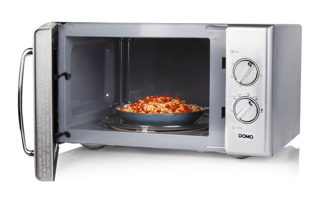Domo DO3025 - Microondas (temporizador, 6 niveles de potencia, 25 litros, 900 W), color plateado y gris