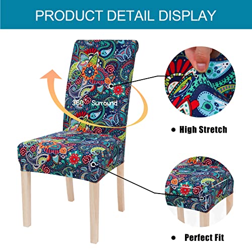 Smiry Dining Chair Covers Printed Stretch Chair Covers Parsons Chair Slipcover Chair Covers For Dining Room Set Of 4, Paisley #TOP2