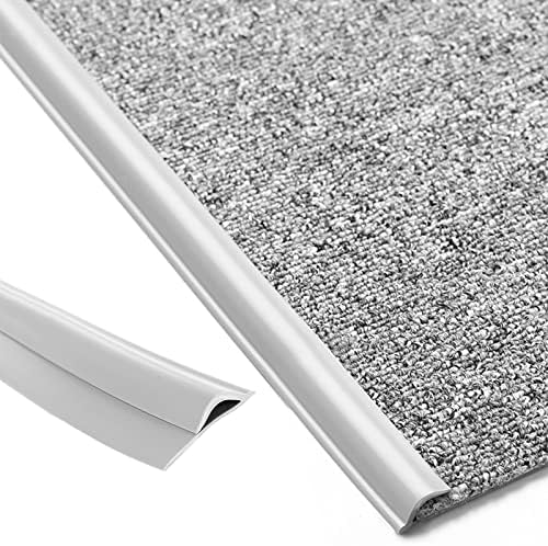 Self-Adhesive Flexible PVC Carpet Edge Trim - Durable Floor Transition Strips for Smooth Edging - 5 to 82 Ft Length in Grey - 1pc (2200cm)