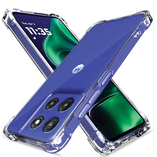 Image of Amazon Basics Back Cover for Moto Edge 60 Stylus 5G PC + TPU Clear Transparent Raised Edges Shockproof Protective Phone Bumper Case(Transparent)