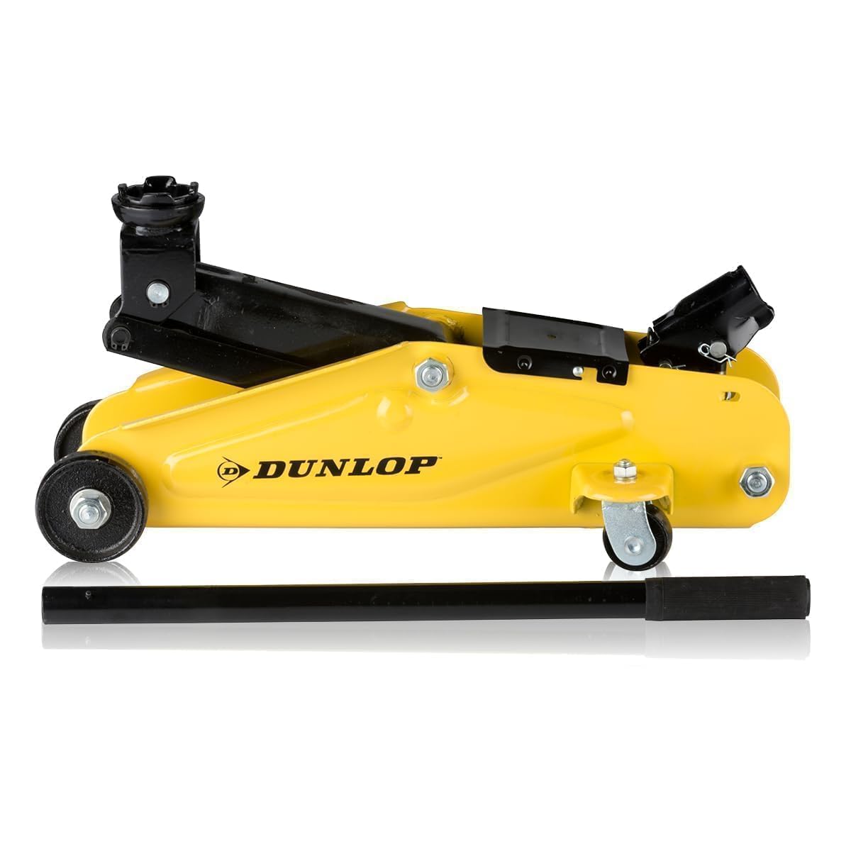 DUNLOP Cric per Auto - Cavalletti Auto capacità di Sollevamento 2 Tonnellate - Martinetto Idraulico - Cric Idraulico con Gamma di Sollevamento 135-305 mm - Compatto e con Ruote - Crick Auto
