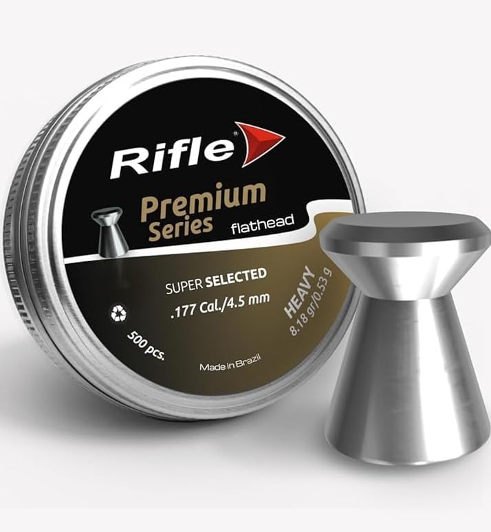 Pellets de pistola de cabeza plana superseleccionados  Calibre .177  0.177 in  0.29 oz pesado  Cabeza plana para disparar objetivos  500 unidades,