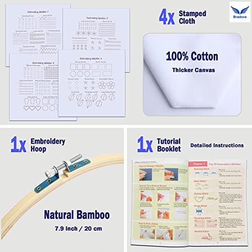 4 Set Embroidery Stitches Practice Kit, Embroidery Kit For Beginners With Embroidery Patterns, Beginner Embroidery Kit, Crewel Embroidery Kits For Adults, Hand Embroidery Kit, Embroidery Kit For Kids #TOP3