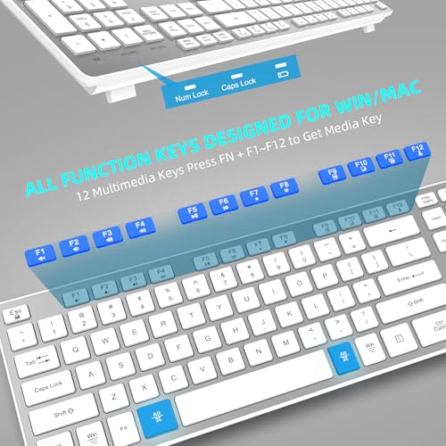 Image of Slim Wireless Keyboard for Mac and Windows, Ultra Quiet Low-Profile Flat Key Board with Full-Size Keys, 2.4GHz Wire Less for PC, Mac, Windows 11 /10 /8 /7 Silver