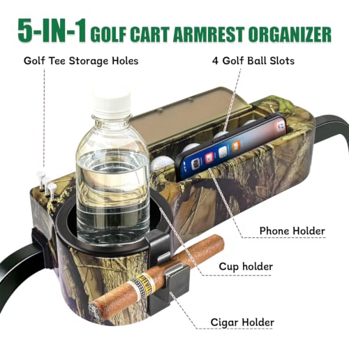 ProCartFit 4th Gen Upgrade Golf Cart Rear Seat Armrest with Cup Holder, UV-Proof Golf Cart Accessories for EZGO, Club Car, Yamaha, All-in-One Arm Rest Fit 1"/1.25" Square Tube, No Drilling — view 3
