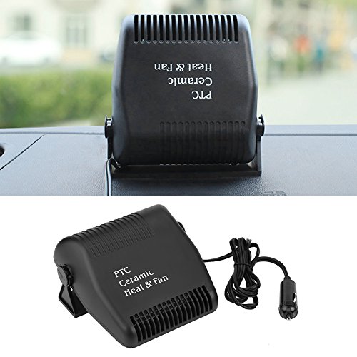 Qiilu QL04605 12V Car Heater, 150W Electionic Auto Defrost Defogger, 2 In 1 Portable Heating/Cooling Fan, Windshield Defroster Automobile Heater Warmer Vehicle 180 Degree Rotary cover