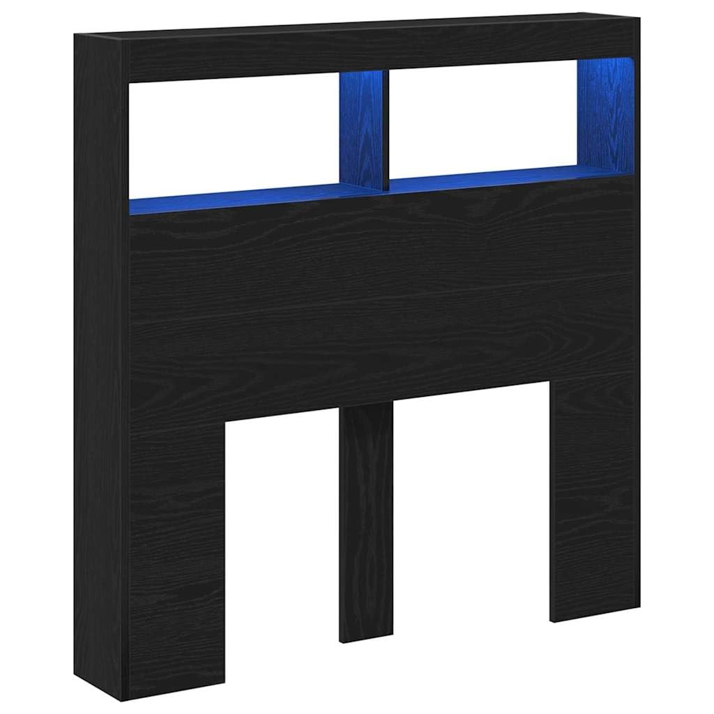 vidaXL Headboard Cabinet with LED Black Oak 100x17x102 cm — image 1
