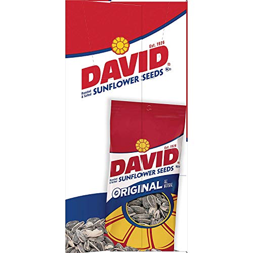 DAVID Roasted and Salted Original Sunflower Seeds, Keto Friendly, 1.625 oz, 12 Pack