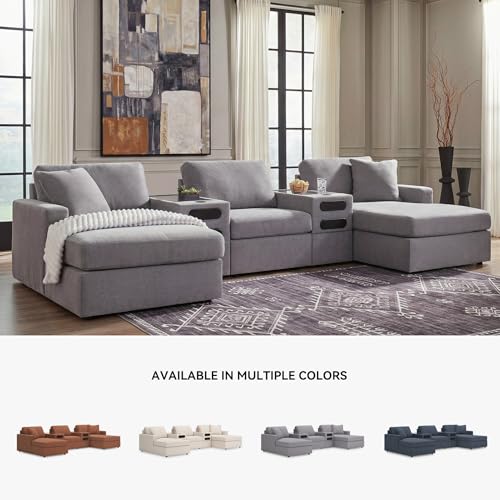 Image of Signature Design by Ashley Gray Sectional with Audio Console, Modmax