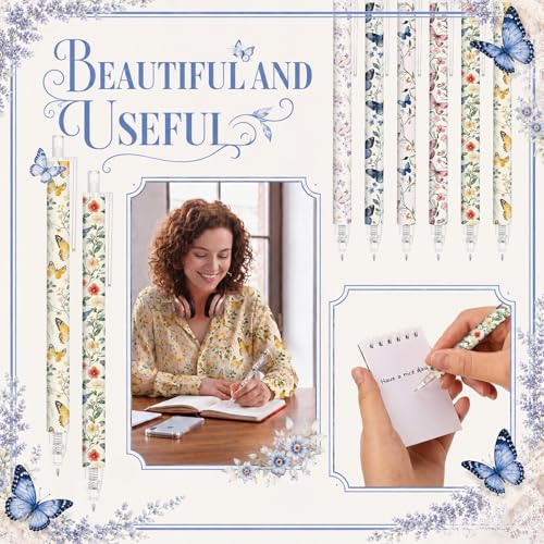 Image of Jetec 60 Pcs Back to School Rustic Butterfly Pens Bulk Gifts for Women Aesthetic Retractable Office Gift for Student Teacher Writing Journal Desk Decor for Girl Teacher Colleague Butterfly Lover