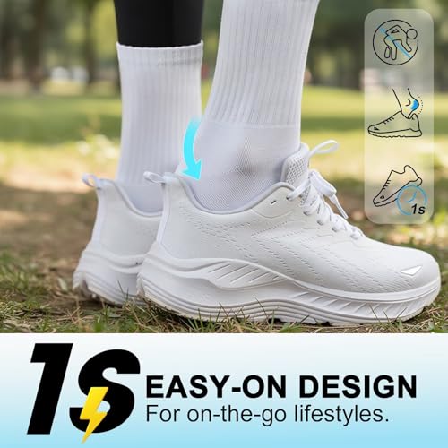 Image of Women's Slip On Walking Shoes Wide Cushion Running Tennis Shoes with Arch Support Insole, Non Slip Sole for Nursing Workout Gym Athletic Fashion Sneakers 6-12