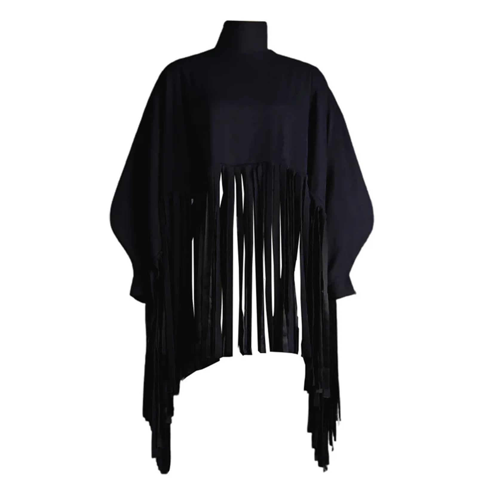 Top con Frange Top alla Moda Taglie Forti da Donna, Abbigliamento da Strada, Abiti Autunnali Solidi, Top e Camicette Eleganti da Donna con Nappe per Le Donne(Red,XXL)