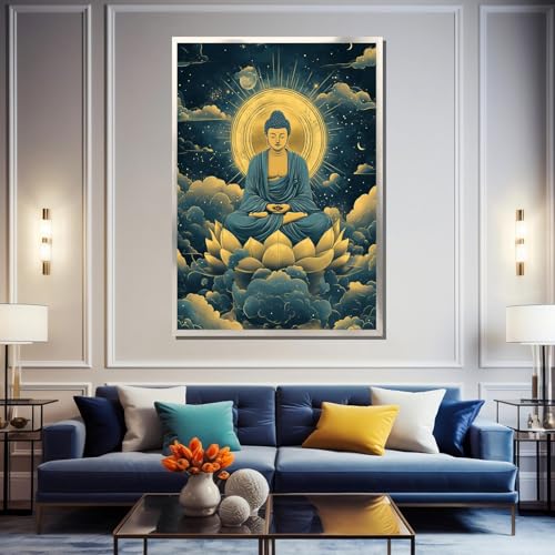 Tableau Bouddha celeste mystique art mural sans cadre