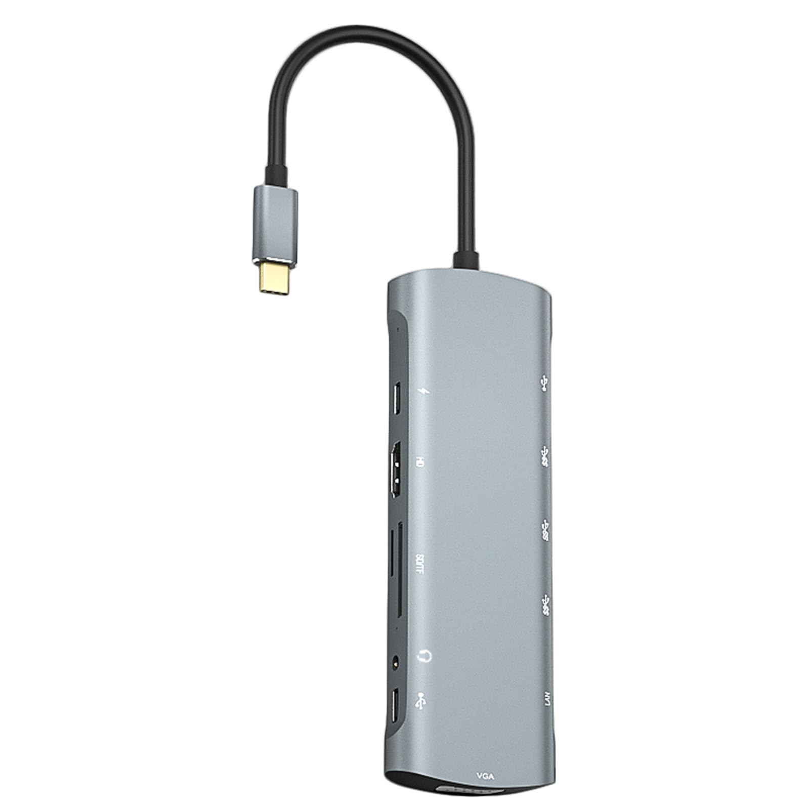 Luocute USB C Hub, Adaptador USB C 12 en 1 Dongle Hub Estación de Acoplamiento Tipo C a PD HD VGA USB3.0 * 3 USB2.0 Auriculares Lector de Tarjetas RJ45, Hubs USB