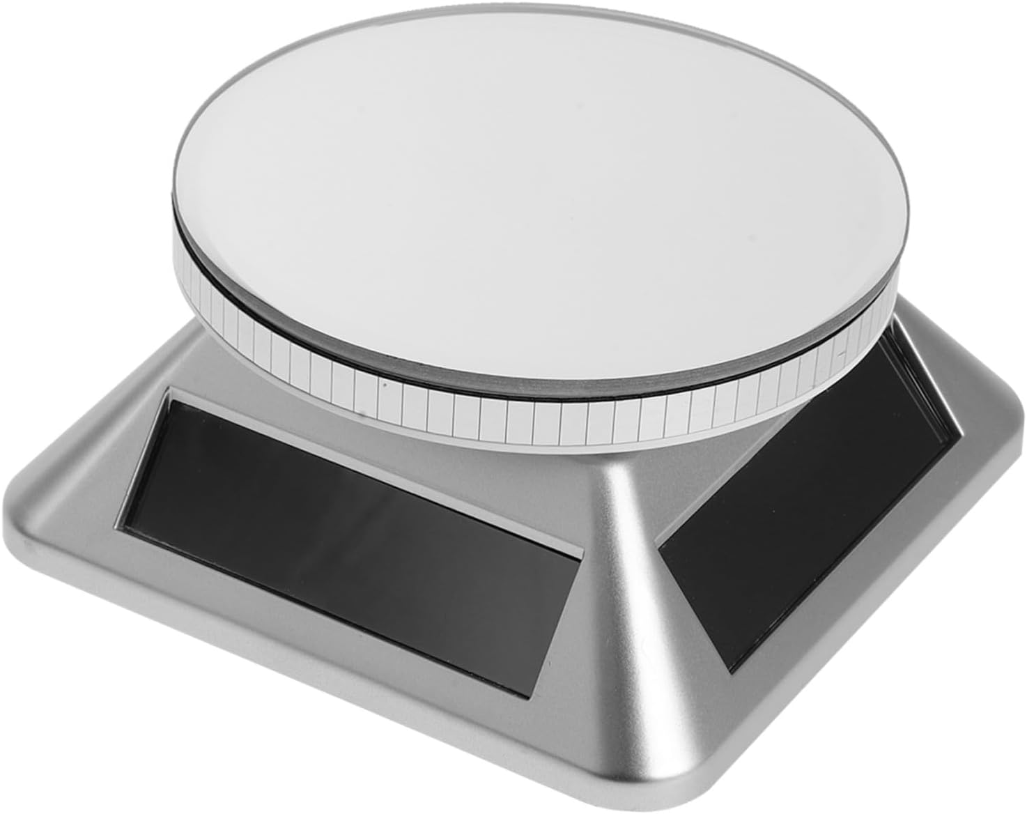 Solar Powered Rotating Jewelry Watch Turntable Stand with Automatic 360-degree Rotation, Silver Abs Material, Elegant Modern Design for Retail Use and Shop Display