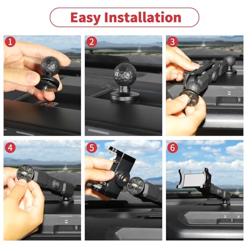 Image of Linskip Dashboard Universal Metal Clamp Phone Mount & Holder for 2021-2025 2026 Ford Bronco Raptor & Bronco 2 /4 Door, Rotates Vertical & Horizontal, Rugged Off-Road Stability