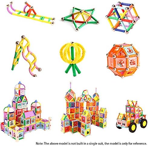 156 PcsMagnetic Sticks Building Blocks Toys, Magnet Construction Build Kit Education Toys 3D Puzzle for Kids and Adult, Magnetic Sticks and Non-magnetic Balls Playing Stacking Game Toy (156 Pcs)
