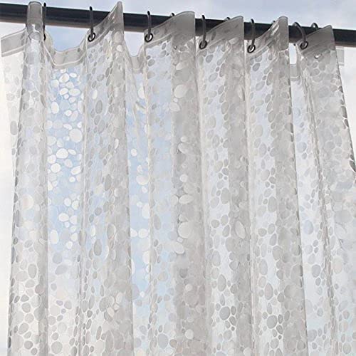 Image of SHAVIN PVC Shower Curtain with Hooks Transparent Coin Design for Bathroom -7 Feet (Pack of 2)