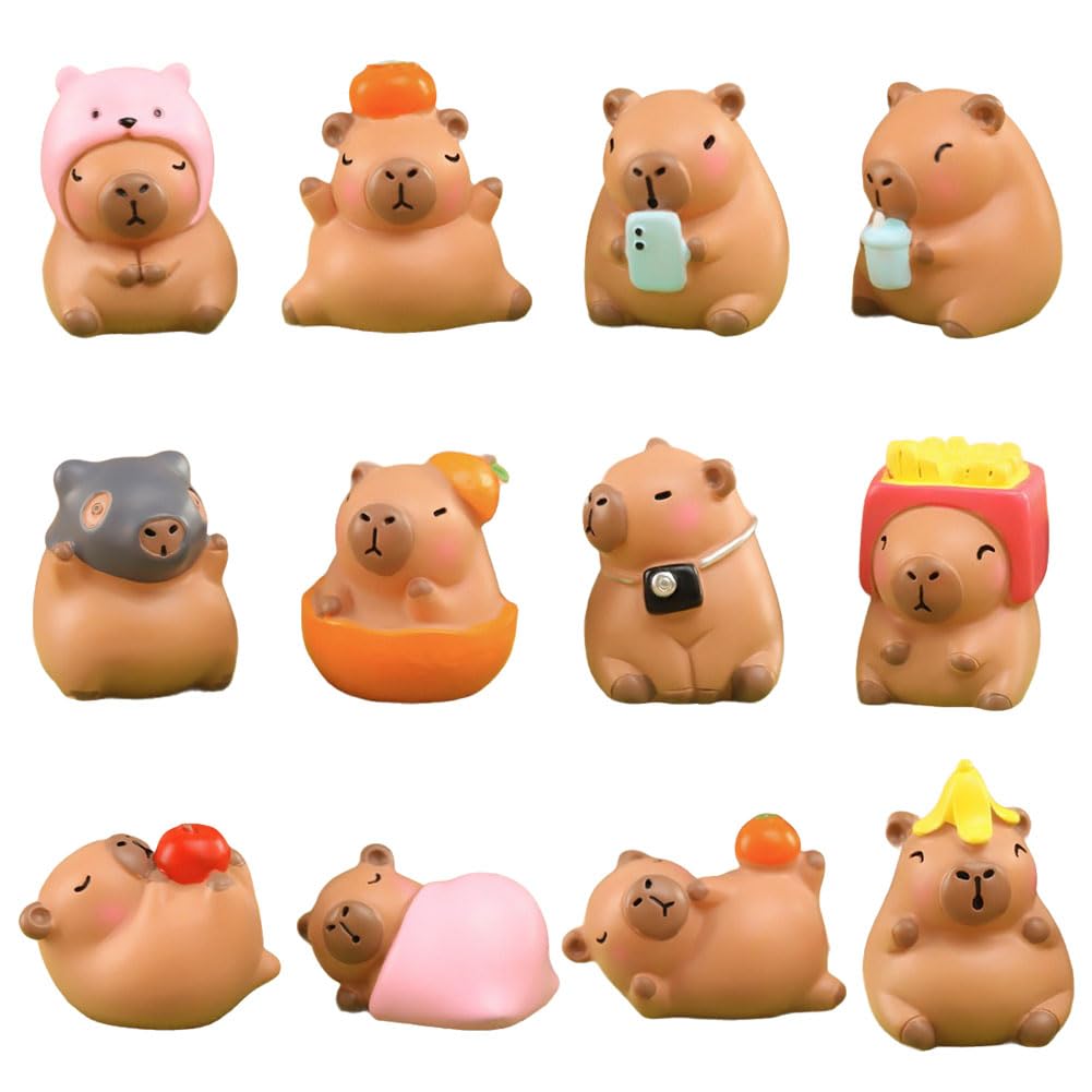 Kmfasvx Brown Capybara Figures Blind Box 1Pcs Cute Capybara Series Mystery Figures Cake Topper Adorable Action Figures Collectible Birthday Gift Home Decorations Random Design, Single Box (Style C)