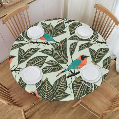 Nappe ronde tropicale imperméable anti-rayure pour masquer les défauts d'une table usée - 4