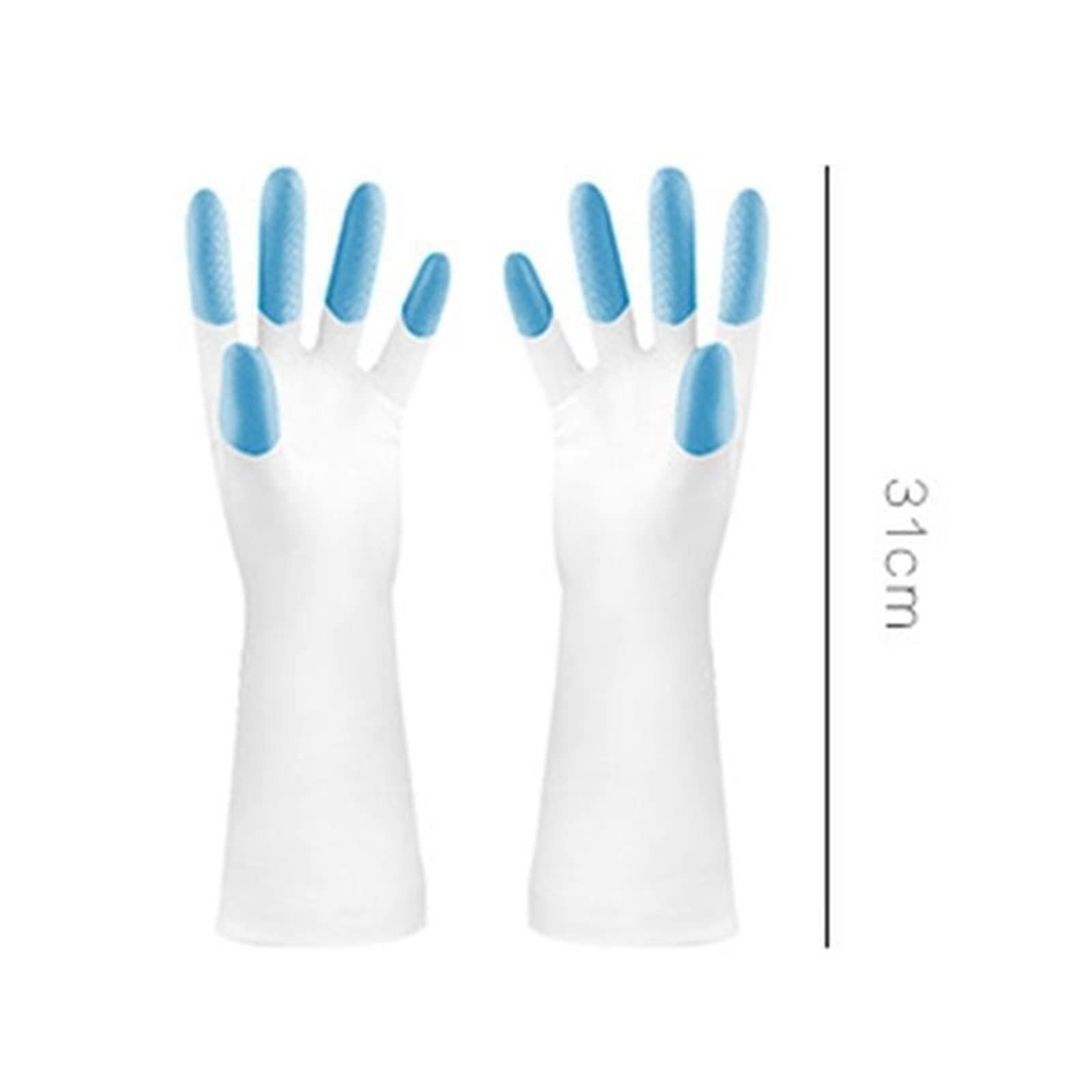 Guantes domésticos de lavado de caucho impermeable Washing Gloves Latex Gloves Kitchen(Roze)