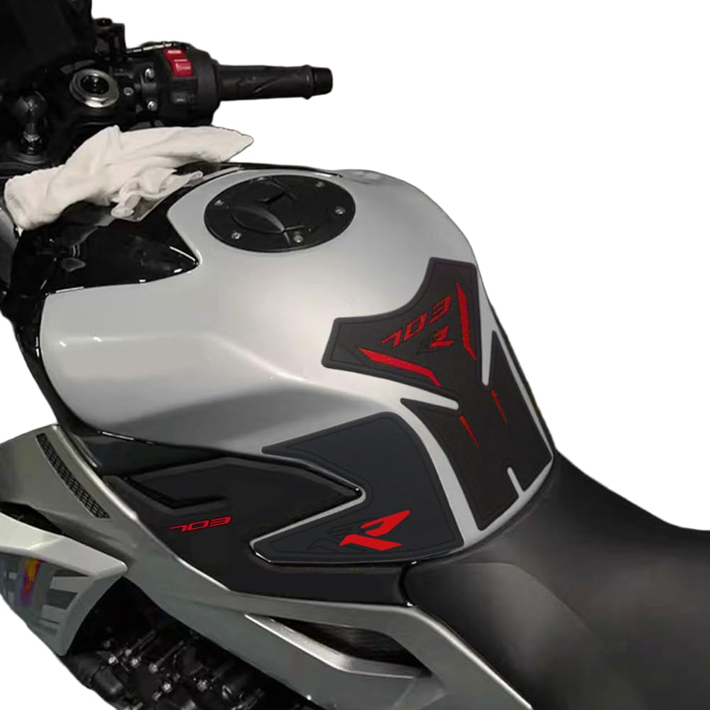 Per ZONTES 703RR 703 RR Moto Adesivi in ​​gomma antiscivolo per protezione serbatoio carburante Adesivi 3D per ginocchiere (Rosso)