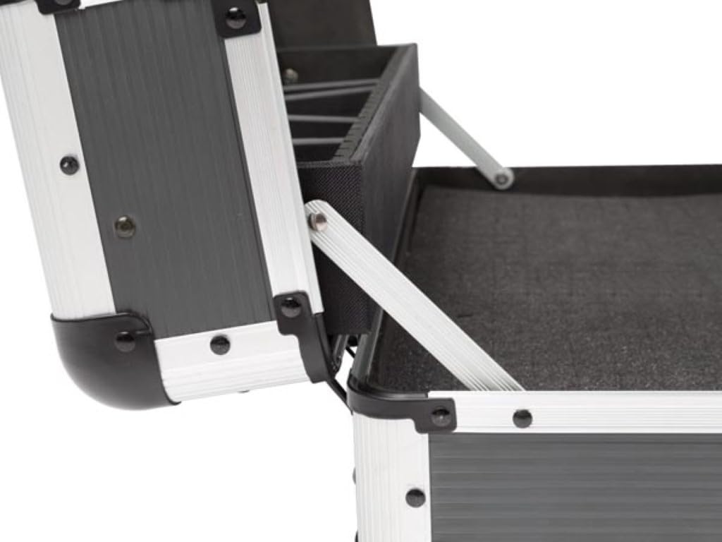 Perel Aluminiowa walizka narzędziowa 455 x 265 x 170 mm z pianką kostkową i pianką falowaną, twarda walizka transportowa na narzędzia, aparat, laptop i sprzęt pomiarowy