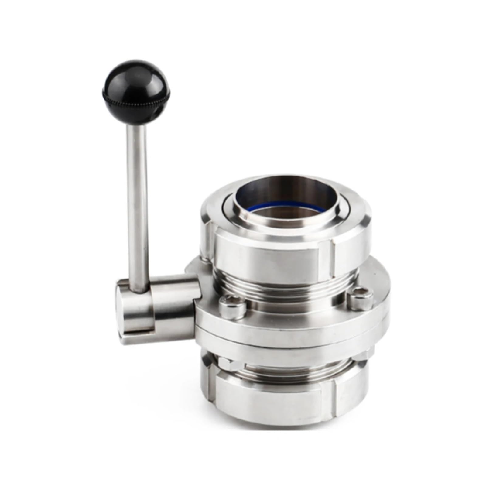 BALYDLUL 1-1/4" Stainless Steel 304 Sanitary Butterfly Valve Set Male Thread OD 47.5mm Silicone Sealing