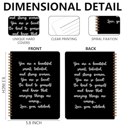 Image of 2pcs Inspirational Journal for Women, Appreciation Gifts College Ruled Spiral Notebook, Motivational Notebook 160 Pages Hardcover Notebooks Journals for Writing Travel Business Office