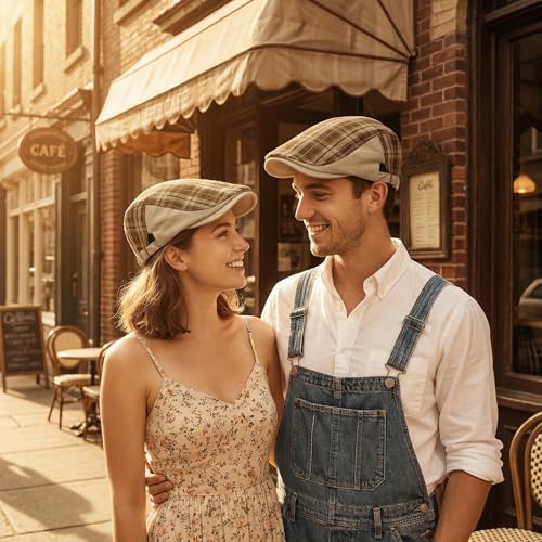 Image of 3Pcs Men's Newsboy Caps Cotton Cooling Hat Adjustable Flat Cap for Men