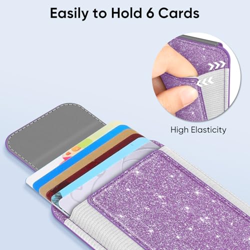 CASEBOT Magsafe Wallet magnetyczny uchwyt na karty iPhone 16/15/14/13/12, pasuje do 6 kart, bezpieczne blokowanie RFID, smukły portfel na karty kredytowe dla kobiet i mężczyzn, fioletowy, liliowy