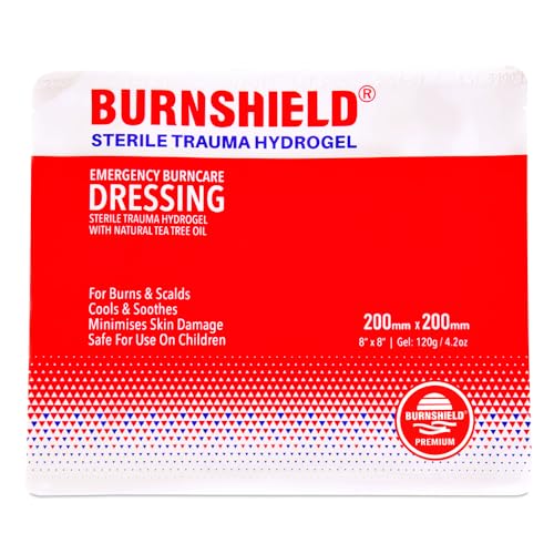 Burnshield - Vendaje de primeros auxilios a base de hidrogel para quemaduras estéril Burnshield Gasa 20 x 20 cm