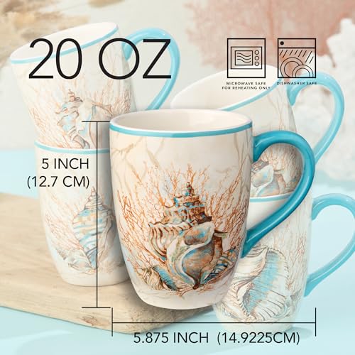 Set de 4 Mugs de Cerámica 20 onzas Diseño Costero miniatura 3