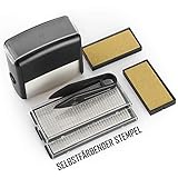 [page_title]-TOLIANCLE Selbstfärbender Stempel zum Selbst Setzen von Text, Textilstempel Set zum Selbstsetzen Personalisierte Stempel für Name, Adresse, Hochzeit, Kinder, 5Zeilig, Schwarz, 59 x 23 mm