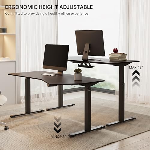EUREKA ERGONOMIC Standing Desk Adjustable Height (70" x30') Sit to Stand Desk Computer Desk for Home Office Large Deskstop Adjustable Desk with Dual Motor, Memory Presets, Heptagon/Solid Wood - Thumbnail 2