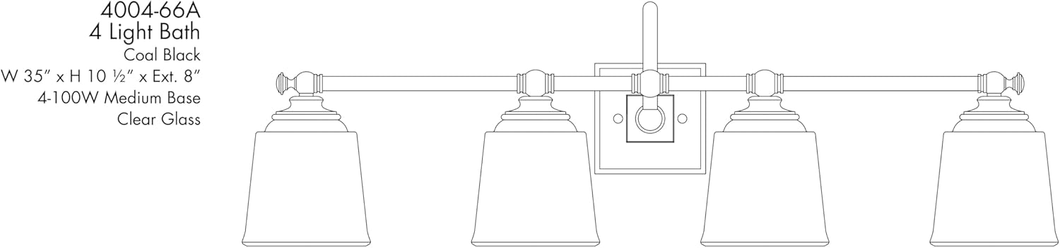 Minka Lavery 4004-66A Antonia Vanity, 4 A19 Medium E26 Socket(s), Coal (Bulbs Not Included)